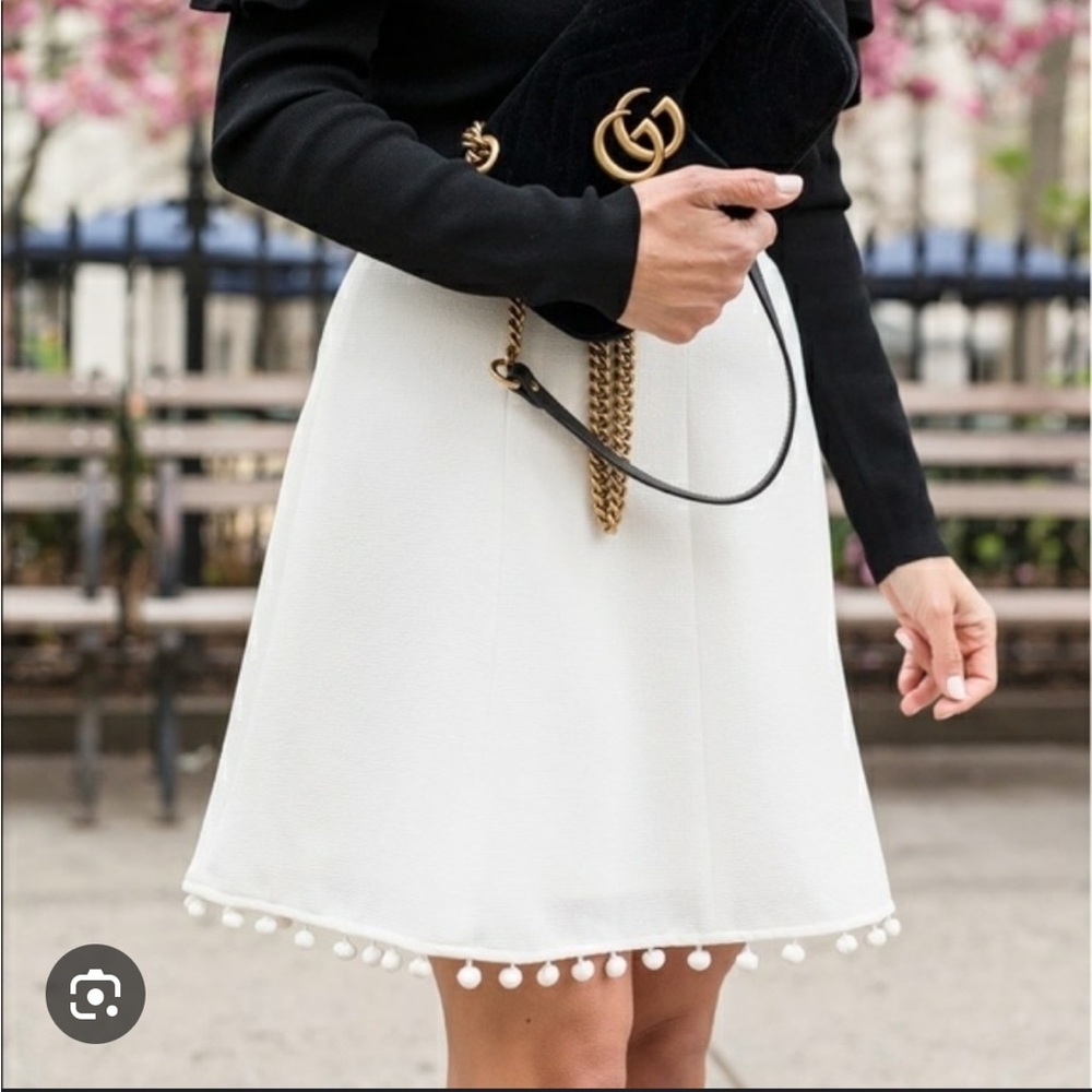 Club Monaco white pompom skirt